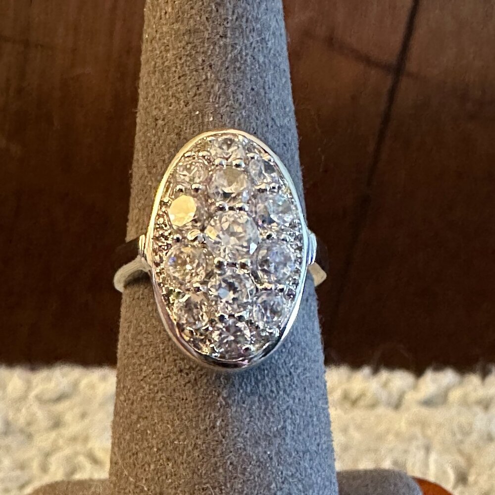 oval multi stone cz stone ring sz 6